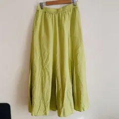 タグ付き未使用　コーエン　ロングスカート　M イエロー　麻　コットン　ポケット