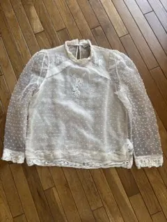 【ジャンク】ZARA シースルー ドット模様 トップス M ブラウス