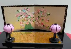 ㉟ひな祭り 屏風 敷台 ぼんぼりの3点セット