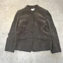 【極美品】LOBJIE ロブジェ ノーカラージャケット Mブラウンウール混日本製のサムネイル