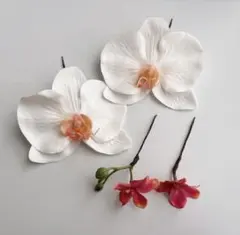 高級造花　ヘッドパーツ　アーティフィシャルフラワー　髪飾り　胡蝶蘭ピンク