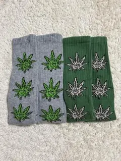 【値下げ】 HUF ハフ　GREEN BUDDY グリーンバディクルーソックスのサムネイル