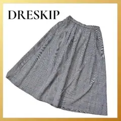値下中✨ドレスキップ グレンチェック タック マキシ丈 フレアスカート ゴム Lのサムネイル