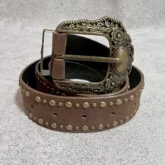 【ブラウン】ウエスタン ベルト ヴィンテージ レトロ アンティークバックル