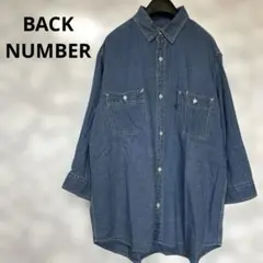 BACK NUMBER デニムシャツ 7分袖 インディゴブルー リネン Lサイズ