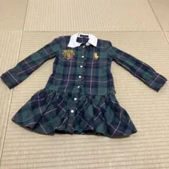 RALPH LAUREN ワンピース シャツ　刺繍 チェック　ゴールド　ポニー