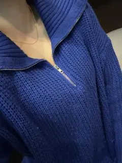 SHEIN ニット 長袖 青 トップス レディース