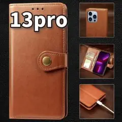 【ブラウン/ iphone13pro 】iPhoneケース 手帳型 緑 カバー