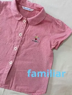 familiar　ファミリア　半袖ブラウス　90cm☆ギンガムチェック