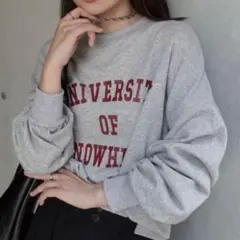 CORNERS サイドスリットビッグカレッジスウェット　杢グレー