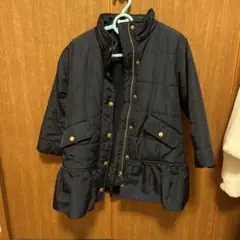 petit main ネイビー フリル付きダウンコート110