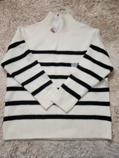 GU パフィータッチ　ボーダー　ハイネックセーター　M