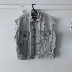 Levi's ライトグレー デニムベスト ボロ