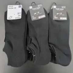 GU ショートソックス 3足セット×3 ブラック 25-27cm ジーユー 靴下