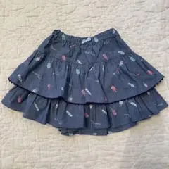 メゾピアノ 130 スカパン キュロットスカート アイスクリーム柄 2段フリル