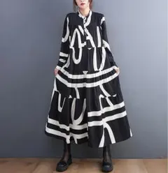 大きいサイズ レディース ロング　ワンピース　モード系　春 秋冬 新品 長袖