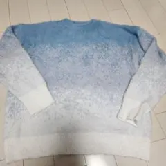 BASE 青と白のグラデーションニット　M