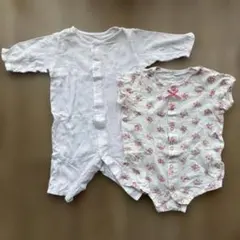 赤ちゃんの城 ロンパース2枚セット 70 綿100% ピンク 花柄 女の子