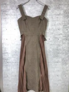 レトロ ガーリー NICE CLAUP 古着 サイドプリーツ切り替え ジャンスカ