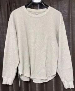 【早い者勝ち・ユニクロ・ベージュ】ワッフルT　長袖　Ｓ