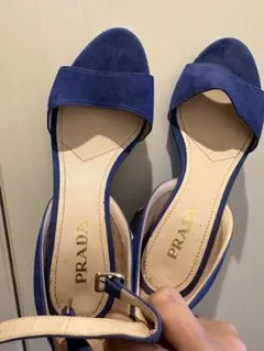 PRADA プラダ スエード ウェッジソール サンダル ブルーのサムネイル