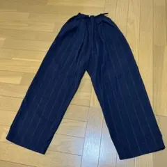 ネイビー ストライプ ワイドパンツ 11-12歳