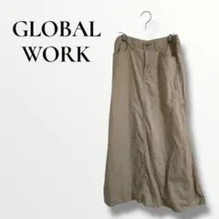 GLOBAL WORK グローバルワーク　ベージュ ロングフレアスカート　M