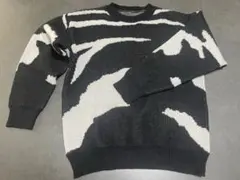 ROMWE 黒と白のストライプ 長袖ニットセーター Lサイズ