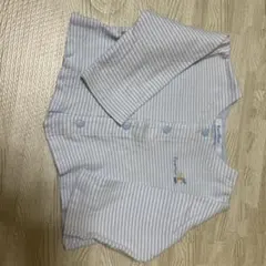 familiar カーディガン 80 水色と白のストライプ