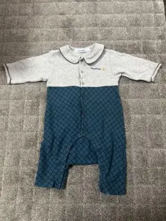 美品　24時間以内発送 ファミリア 襟付きチェックロンパース　ベビー　60cm