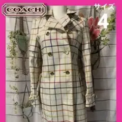 COACH/コーチ⭐️マルチカラーチェック柄 トレンチコート⭐️M相当