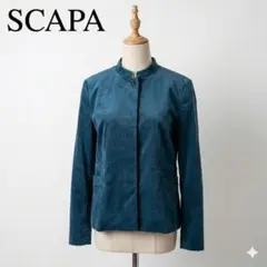 美品 SCAPA コーデュロイ ノーカラージャケット 46 ティールブルー