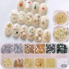 クリスマスネイルチャーム デコレーションセット 3箱入り ゴールドスター