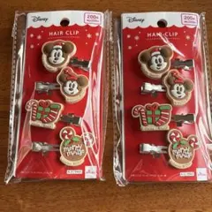 ディズニー　クリスマス　ヘアクリップ　2点セット　ダイソー　Disney