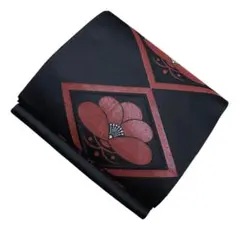 ユ90開名古屋帯 銀糸　花柄 正絹 着物帯　仕立て上り