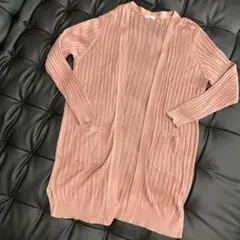 CINEMA CLUB リブ編みカーディガン ピンク