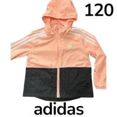 adidas フード付きジャケット アウター　ピンク　ブラック　キッズ　120