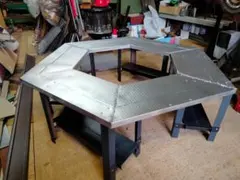 ヘキサテーブル 2分割 シルバー 焚き火テーブル 高30.5cm 折畳み 自作のサムネイル