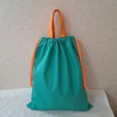 ハンドメイド　体操着袋　体操服袋　給食着袋　巾着袋　エメラルドグリーン