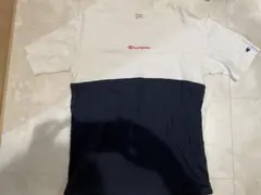 Tシャツ　カラーブロック　白　紺