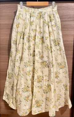 Samansa Mos2 SM2 ロングスカート　ベージュ×イエロー 花柄