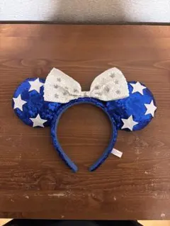 青いスパンコールのディズニーカチューシャ