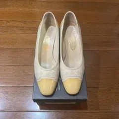 銀座ヨシノヤ　パンプス アイボリー イエロー コンビカラーのサムネイル