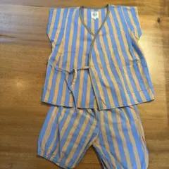 O&G 青と茶色のストライプ甚平 110cm
