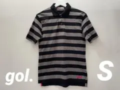 【美品】gol. ゴル ボーダー柄 ポロシャツ S サッカー、フットサルのサムネイル