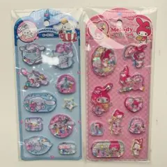 ウォーターキラキラシールシナモロール・マイメロディ ホログラムシール2枚セット