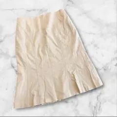 アンタイトル　膝丈スカート　ベージュ　ワールド　日本製　Mサイズ