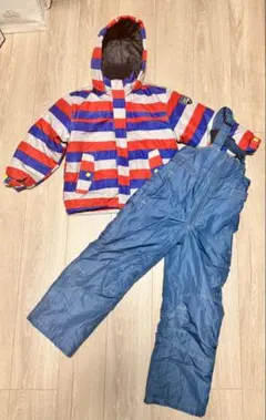子ども用 スキーウェア 赤青ストライプ 120cm