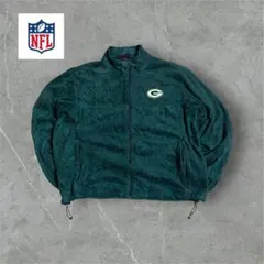 【J28】NFLグリーンペイパッカーズフルジッブフリース緑ドローコード付