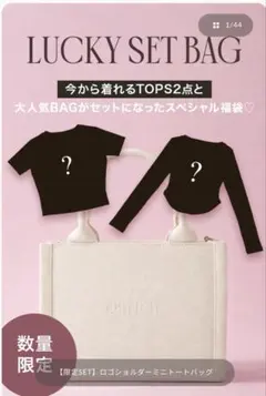 【限定SET】ロゴショルダーミニトートバッグ トップス2点セット ピンクのサムネイル